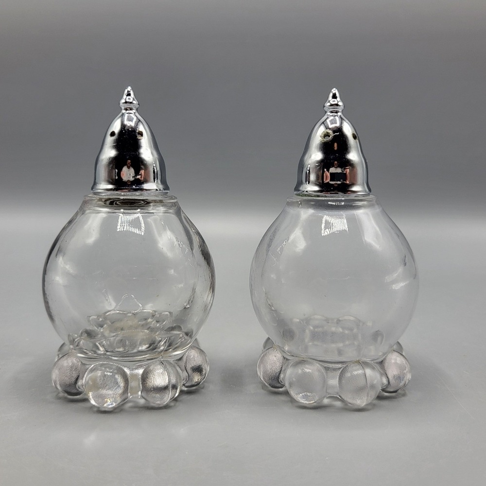 Vintage 1980s Imperial Glass Candlewick Anchor Salt & Pepper Shakers Art Deco